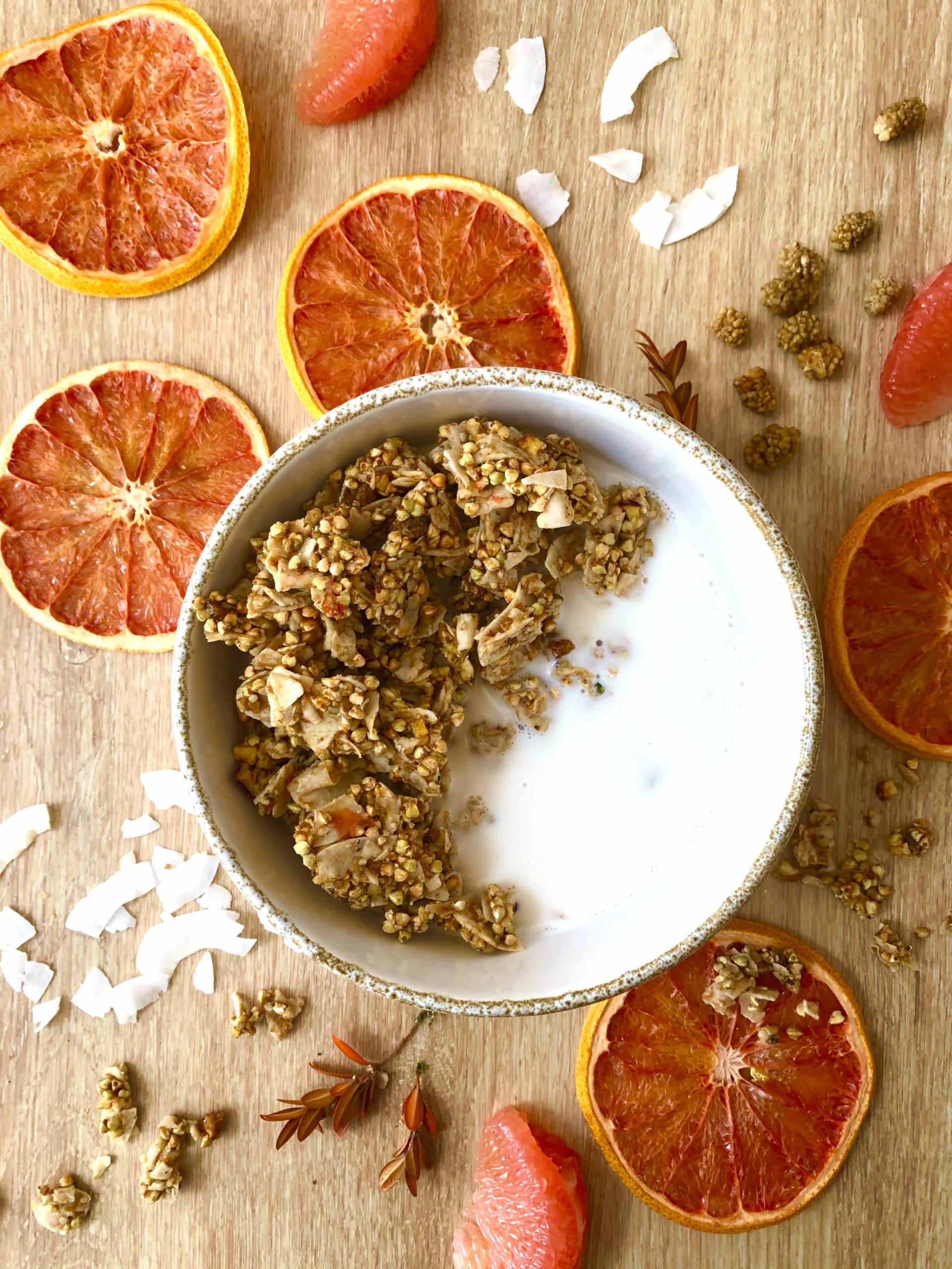 Recette granola healthy coco pamplemousse rose